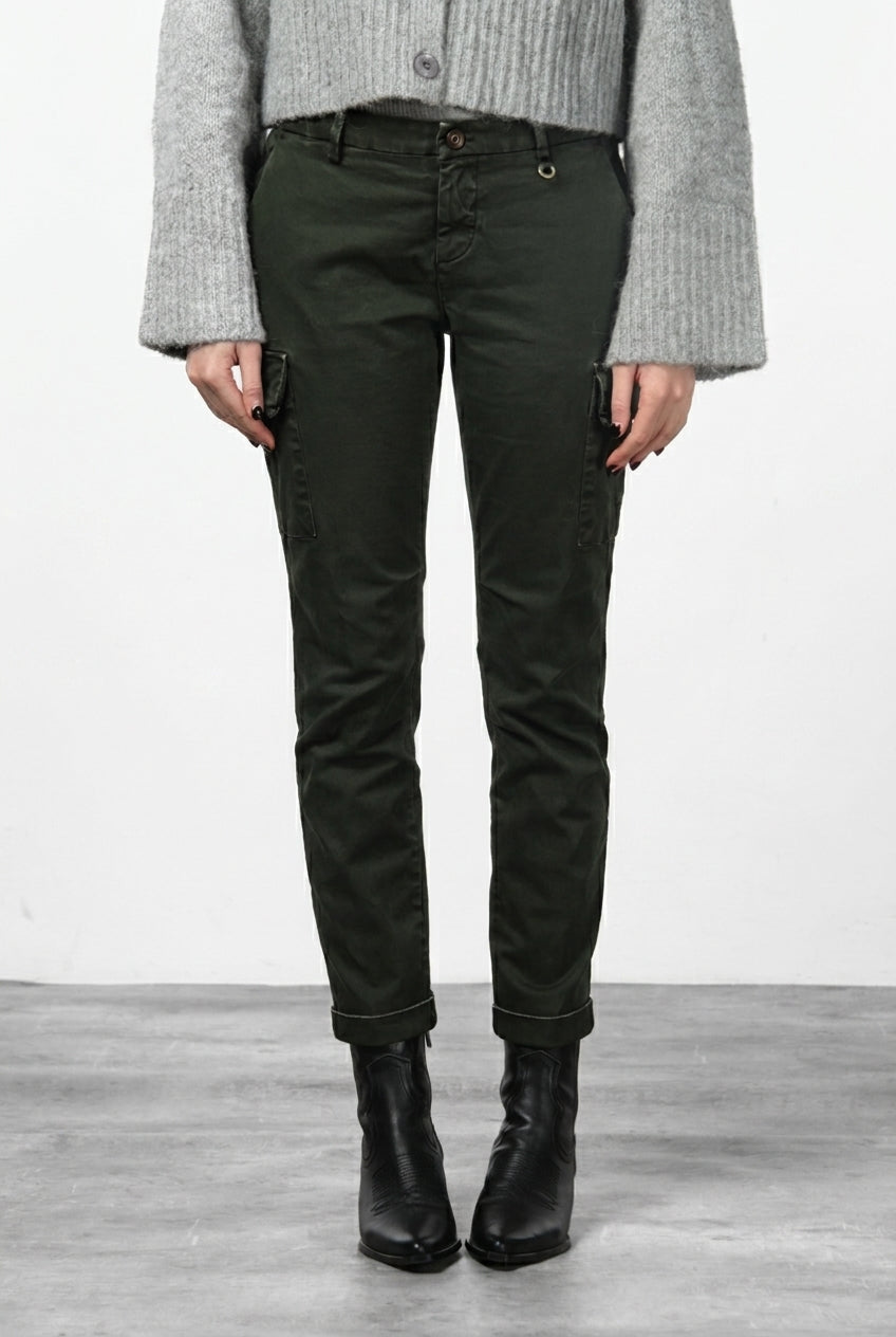 Chile City pantalone cargo donna in raso slim fit