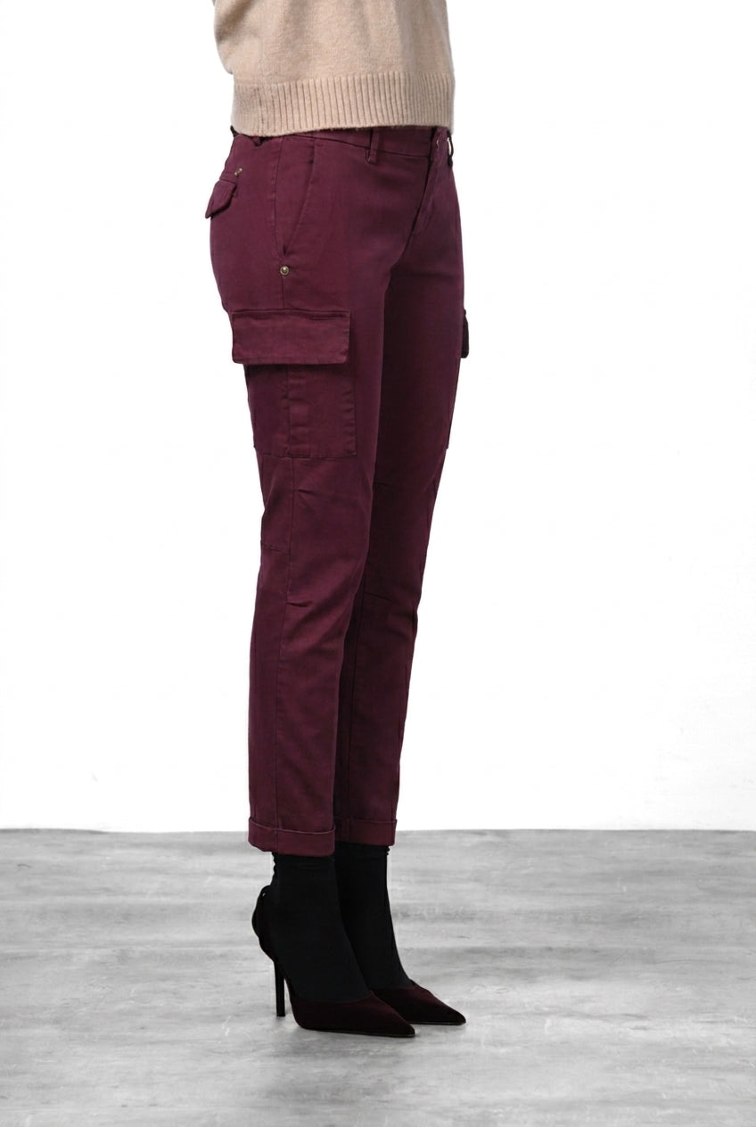 Chile City pantalón cargo de mujer en raso slim fit