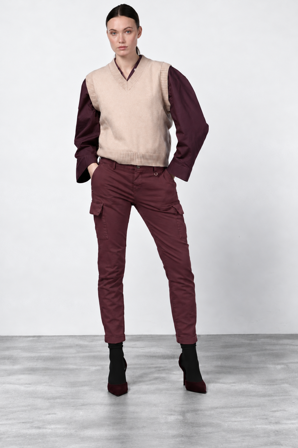 Chile City Damen-Cargohose aus Satin mit slim fit