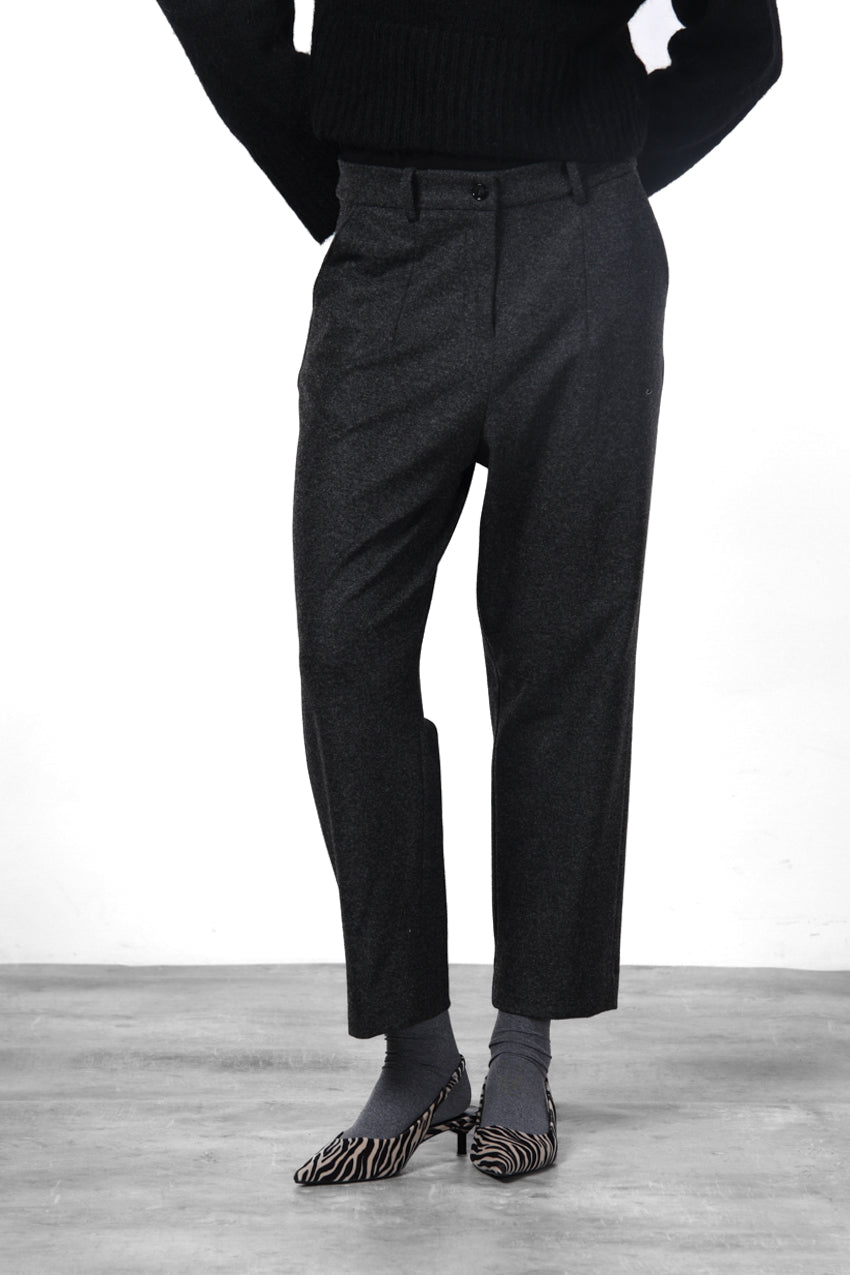 New York O Shape pantalone chino donna in jersey flanella carrot fit