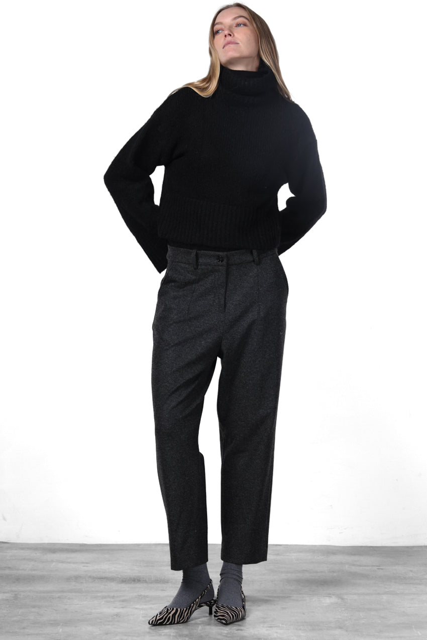 New York O Shape pantalone chino donna in jersey flanella carrot fit