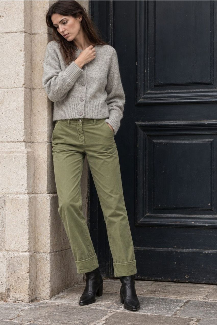 New York Carrot pantalone chino donna in velluto liscio carrot fit ①
