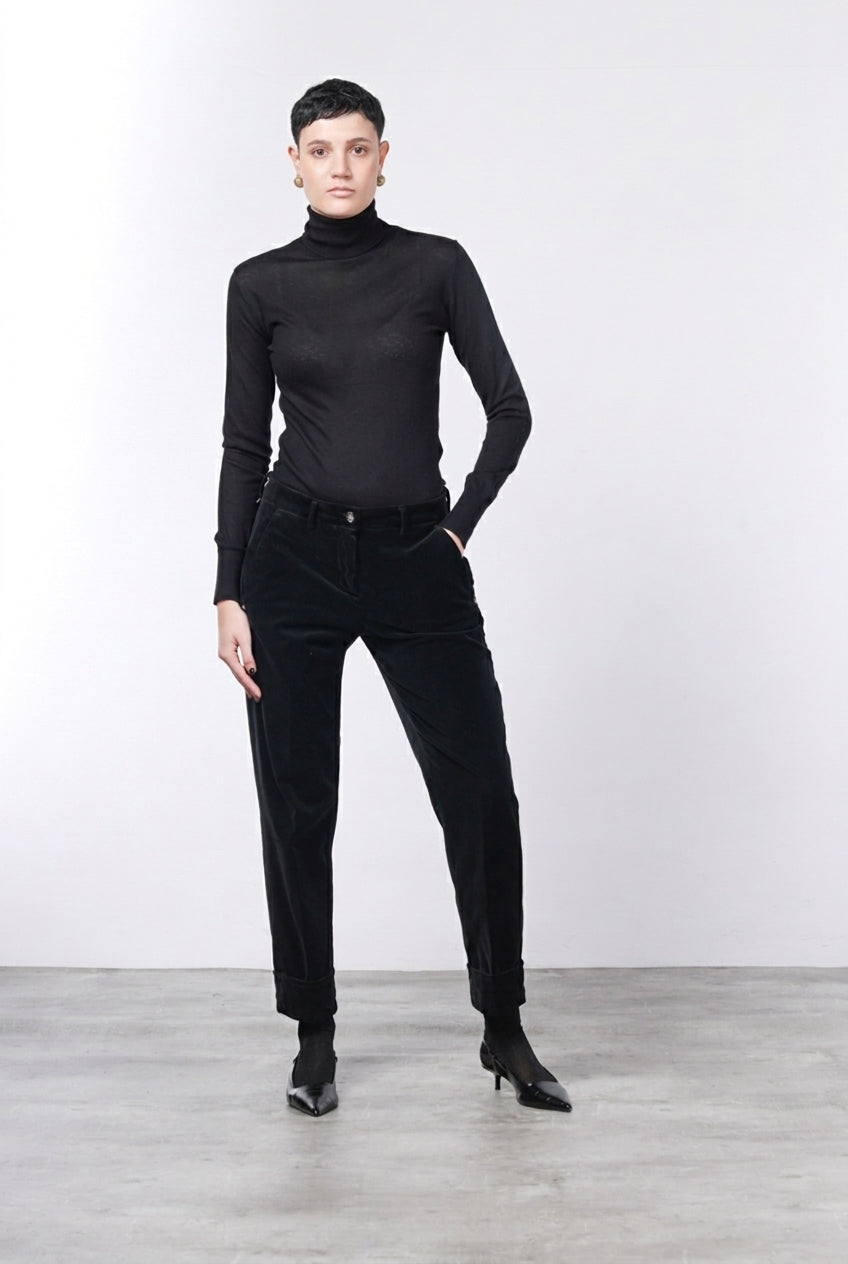 New York Carrot pantalone chino donna in velluto liscio carrot fit ①
