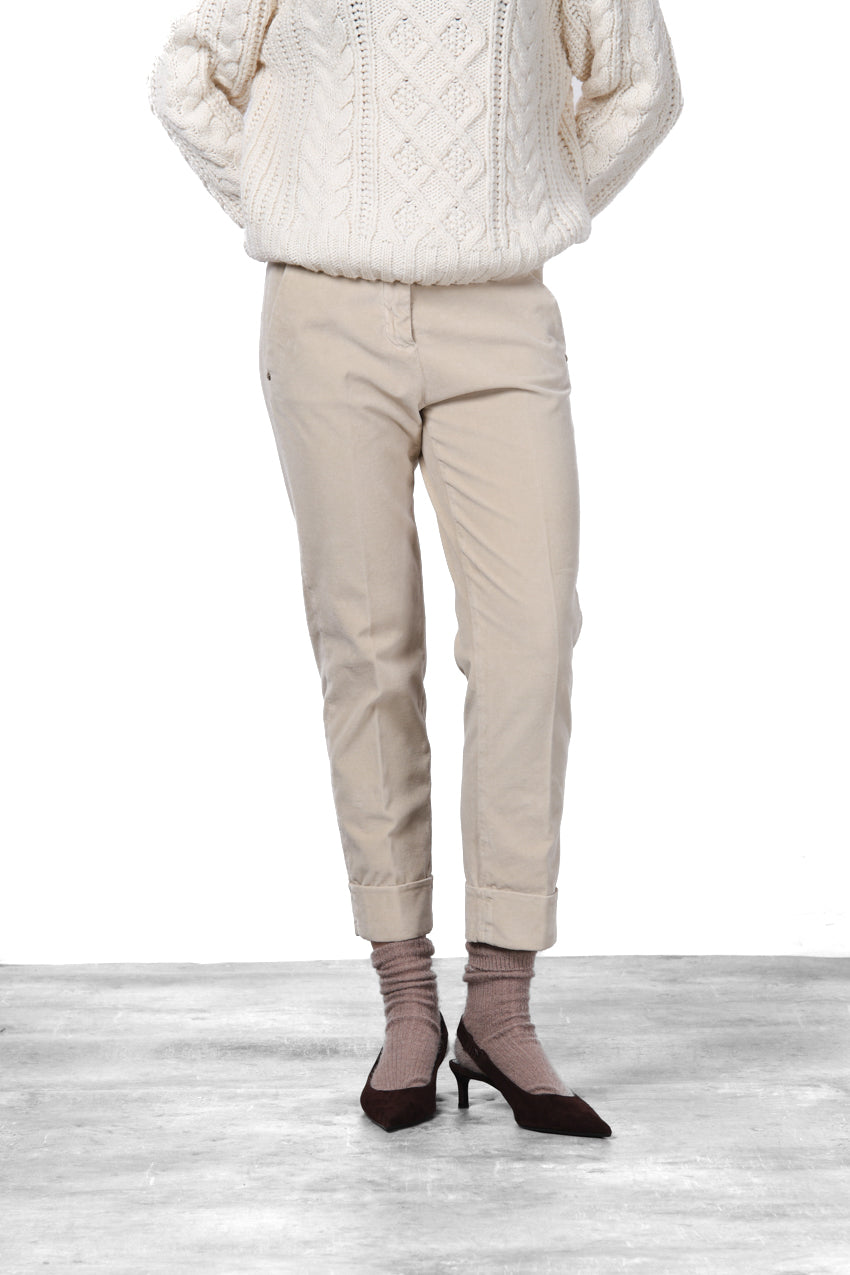New York Carrot pantalone chino donna in velluto liscio carrot fit ①