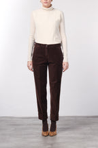 New York Carrot pantalone chino donna in velluto liscio carrot fit ①
