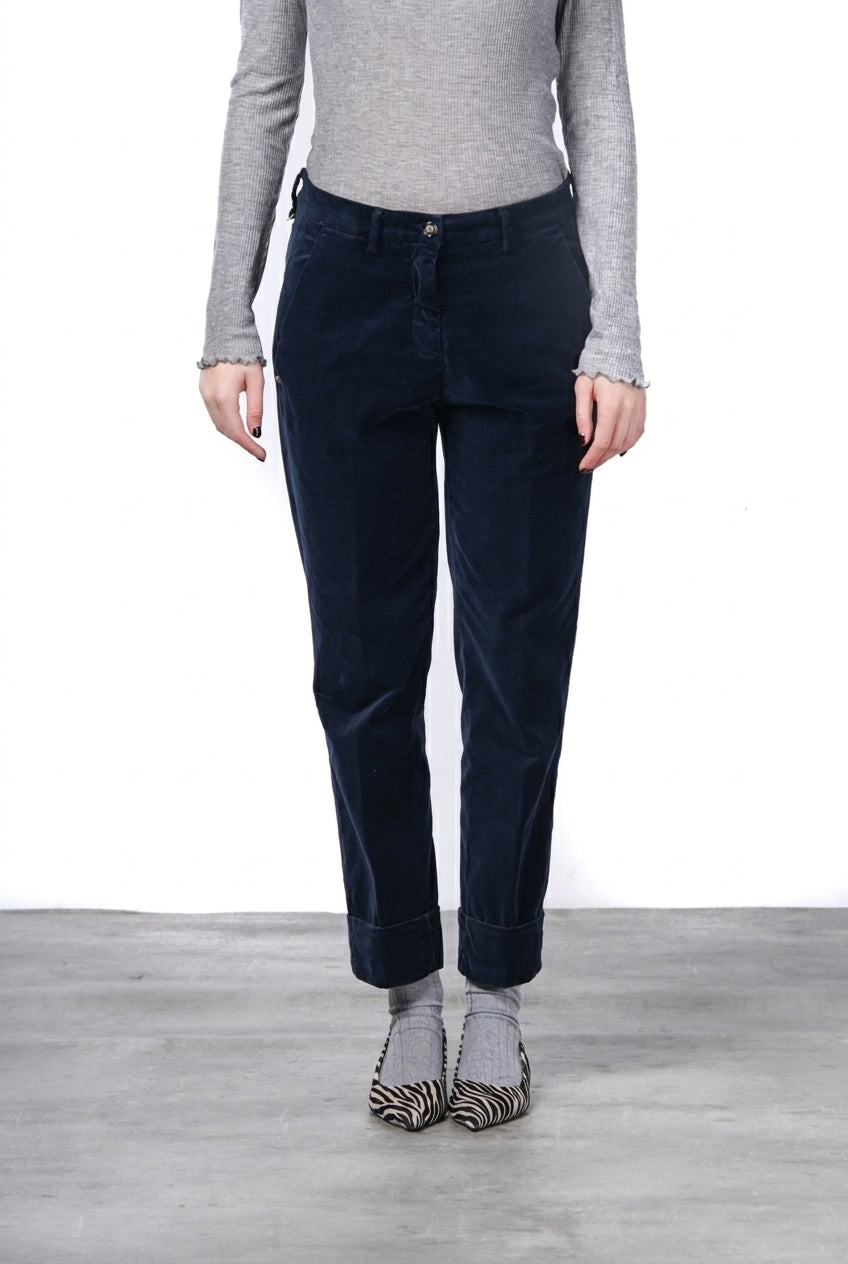 New York Carrot pantalone chino donna in velluto liscio carrot fit ①