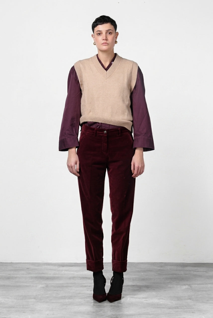 New York Carrot pantalone chino donna in velluto liscio carrot fit ①