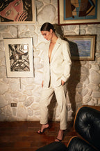 New York Carrot Damen-Chinohose aus Jersey mit Lurex Carrot Fit