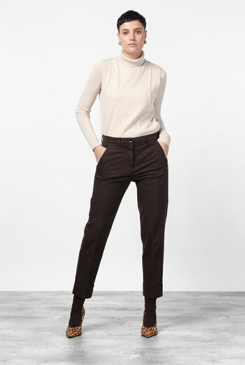 New York Carrot pantalone chino donna in raso carrot fit ①