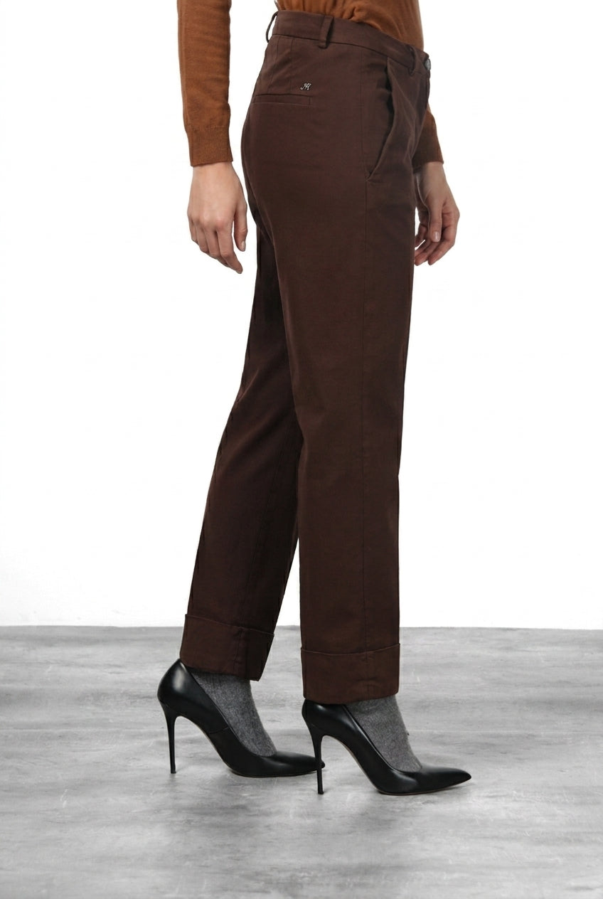 New York Carrot pantalone chino donna in gabardina cotone e lana carrot fit ①