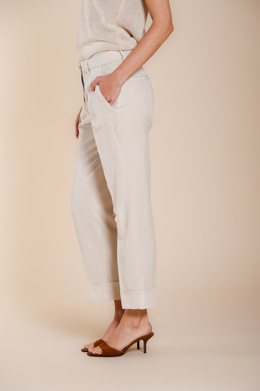 New York Carrot pantalone chino donna in twill di cotone e lino carrot fit