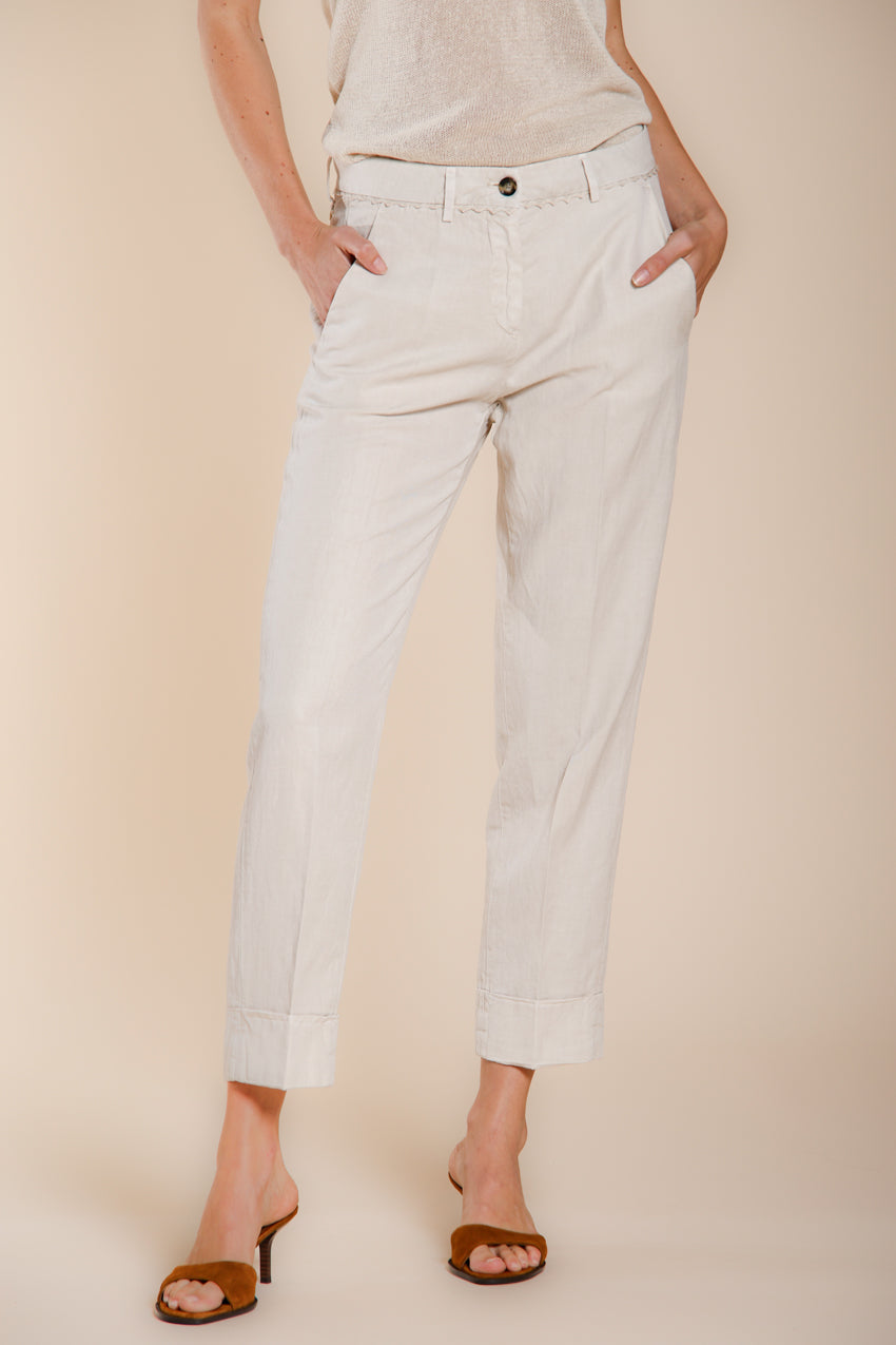 New York Carrot pantalone chino donna in twill di cotone e lino carrot fit