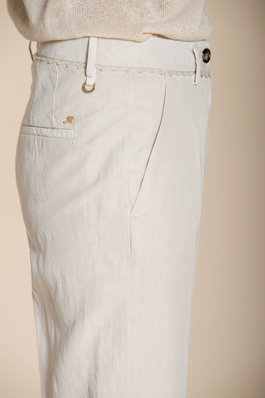 New York Carrot pantalone chino donna in twill di cotone e lino carrot fit