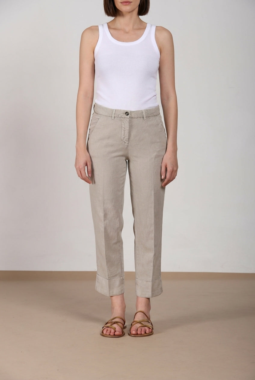 New York Carrot pantalone chino donna in twill di cotone e lino carrot fit