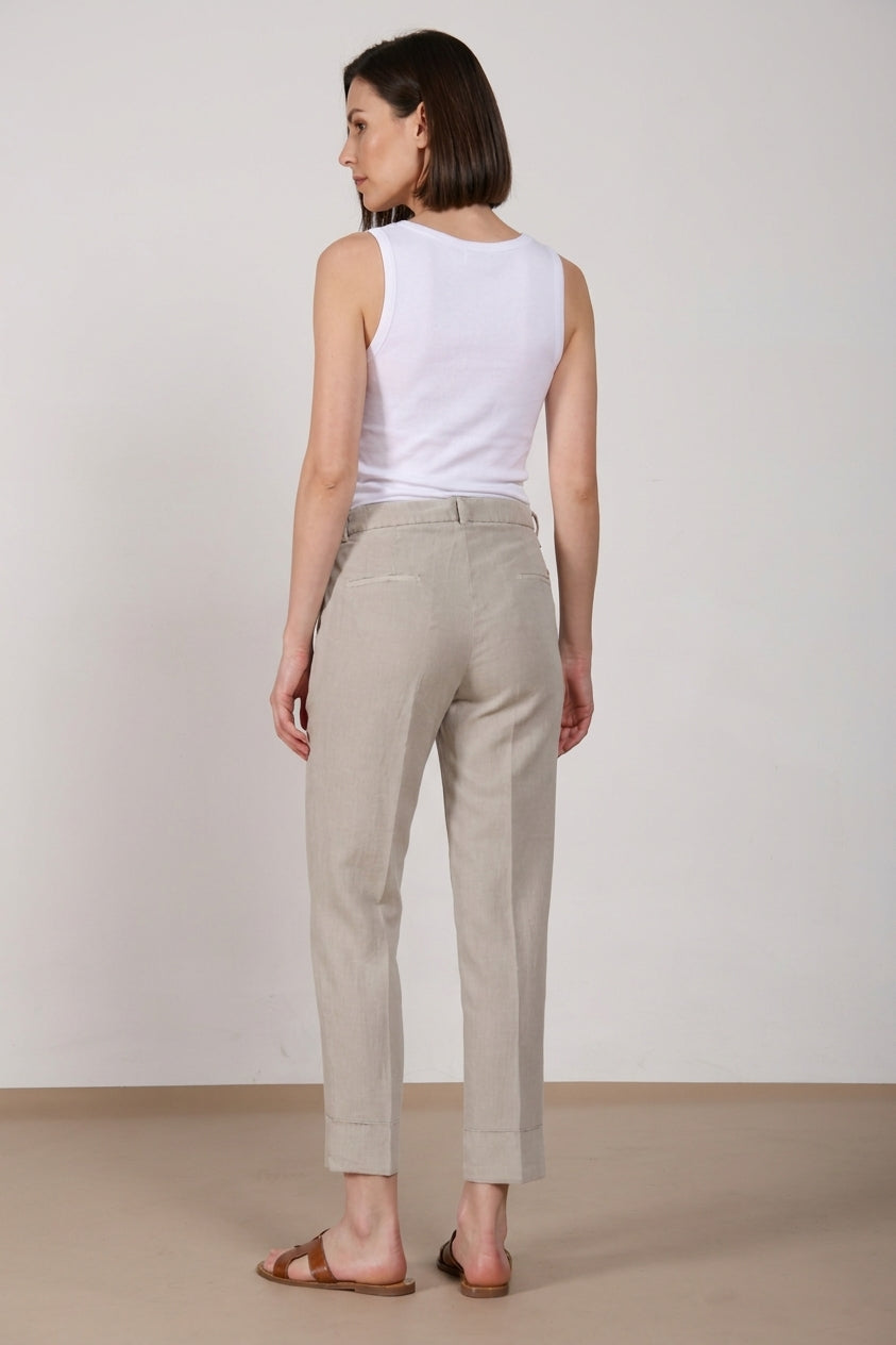 New York Carrot pantalone chino donna in twill di cotone e lino carrot fit