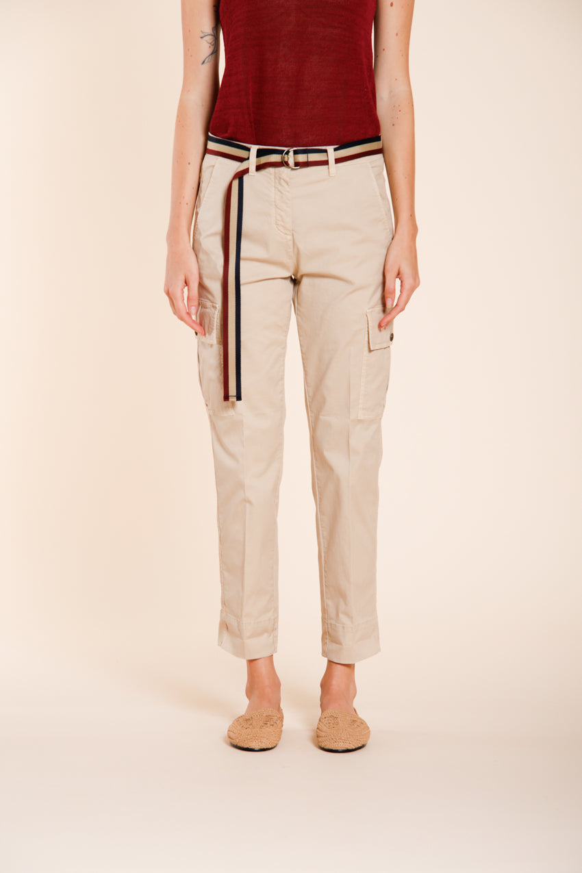 Marlene Cargo pantalone donna in twill leggero stretch carrot fit
