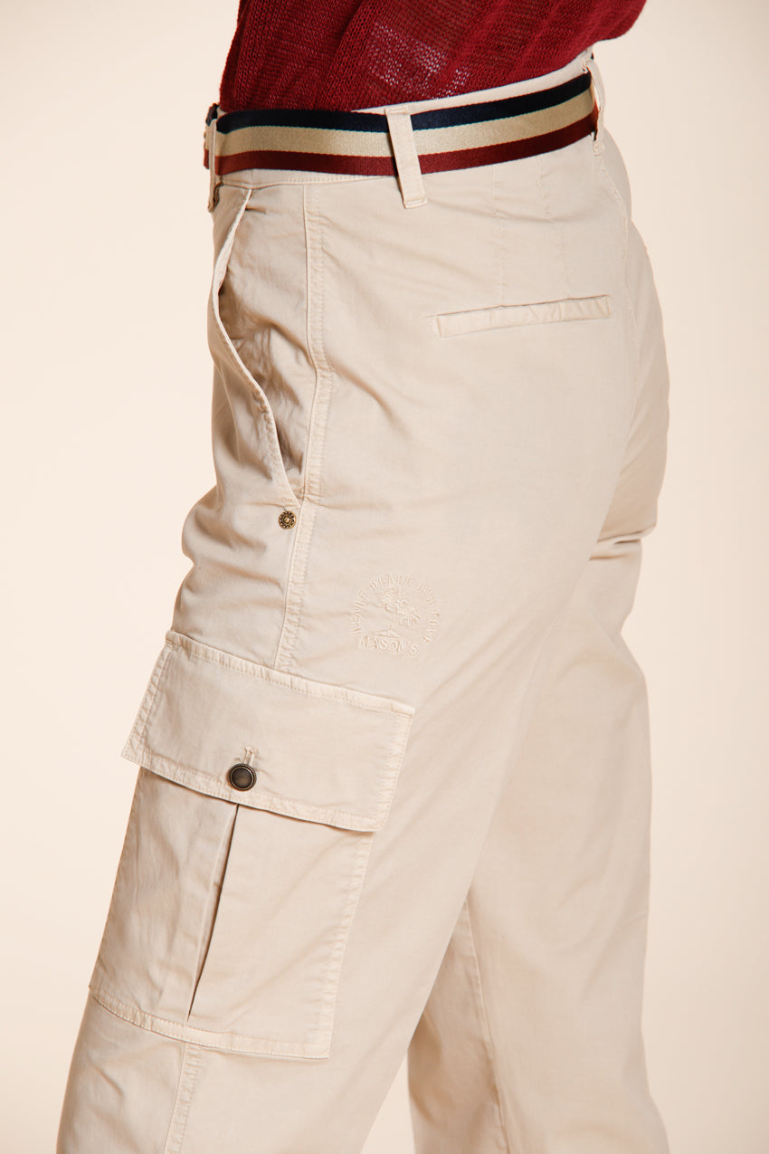 Marlene Cargo pantalone donna in twill leggero stretch carrot fit