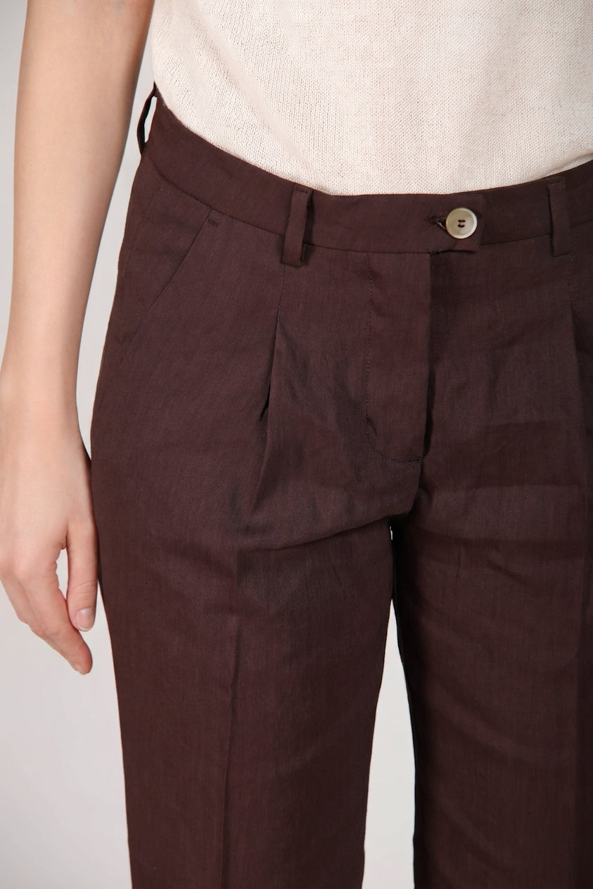 New York Carrot Sartoriale women's chino pants in linen blend canvas carrot fit