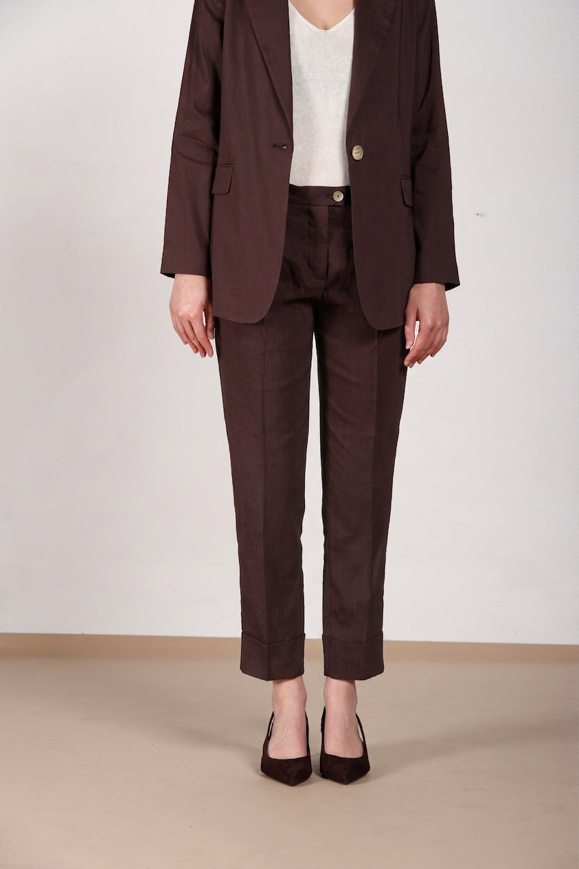 New York Carrot Sartoriale women's chino pants in linen blend canvas carrot fit
