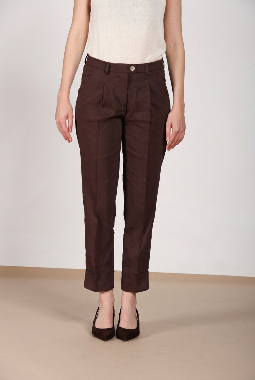New York Carrot Sartoriale women's chino pants in linen blend canvas carrot fit