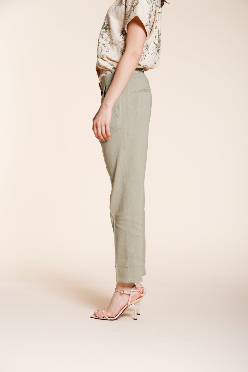 New York Carrot Sartoriale pantalone chino donna in tela misto lino carrot fit