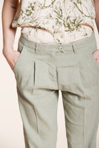 New York Carrot Sartoriale pantalone chino donna in tela misto lino carrot fit