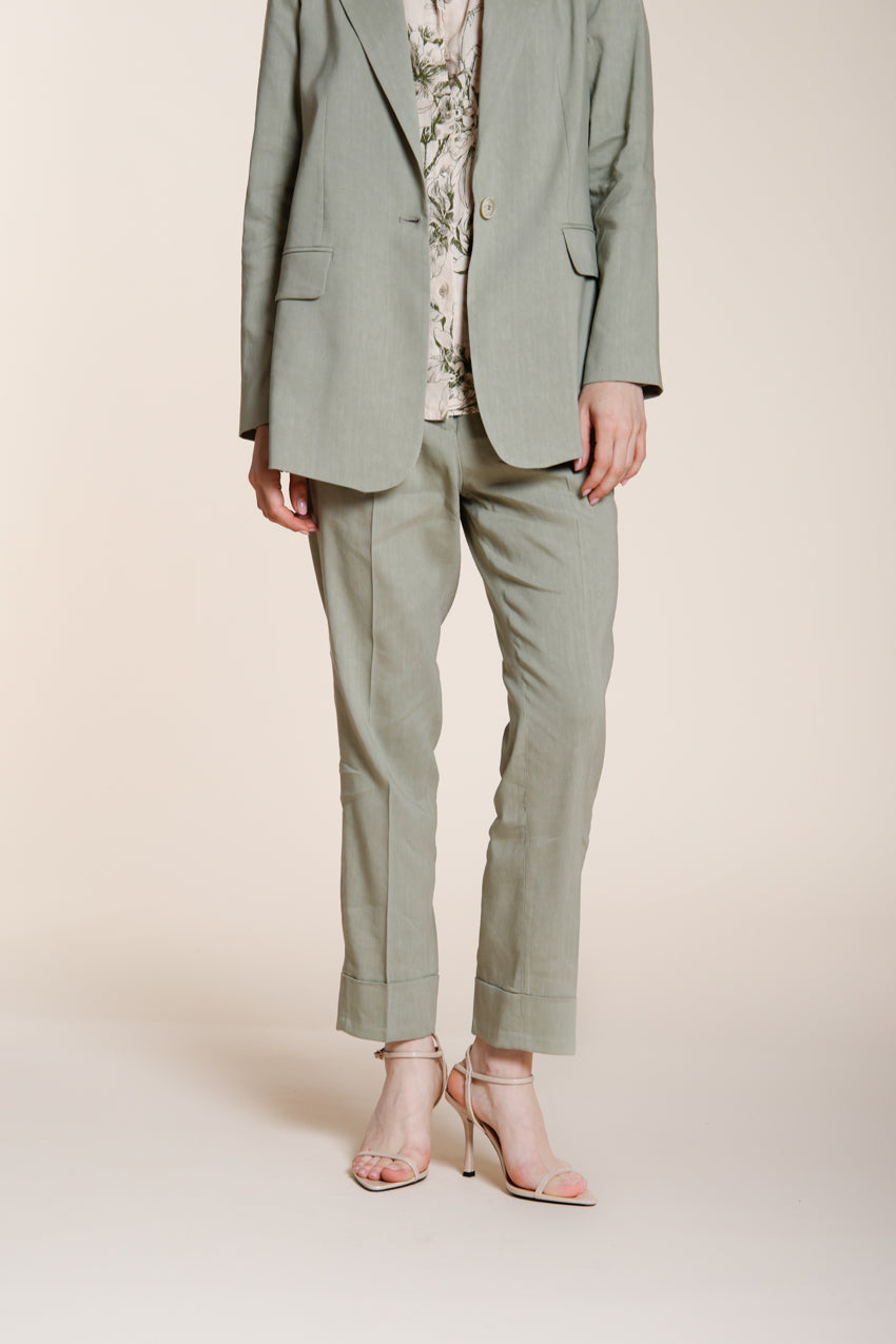 New York Carrot Sartoriale pantalone chino donna in tela misto lino carrot fit