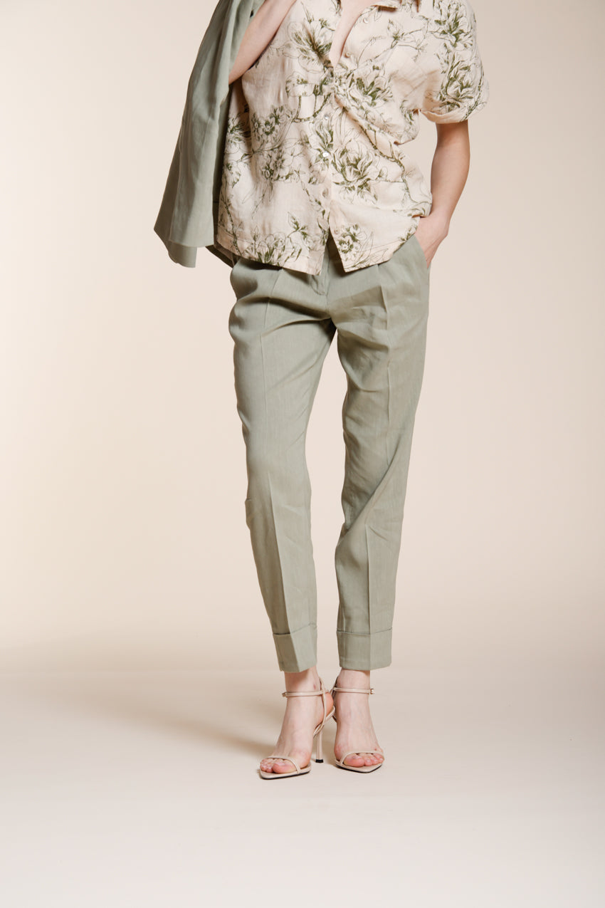 New York Carrot Sartoriale pantalone chino donna in tela misto lino carrot fit