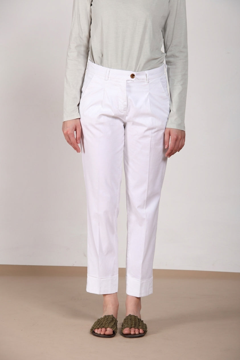 New York Carrot Sartoriale 1 Pince pantalon chino femme en satin de coton et soie carrot fit 