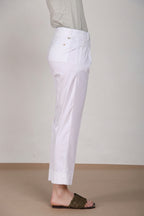 New York Carrot Sartoriale 1 Pince pantalone chino donna in raso di cotone e seta carrot fit ①