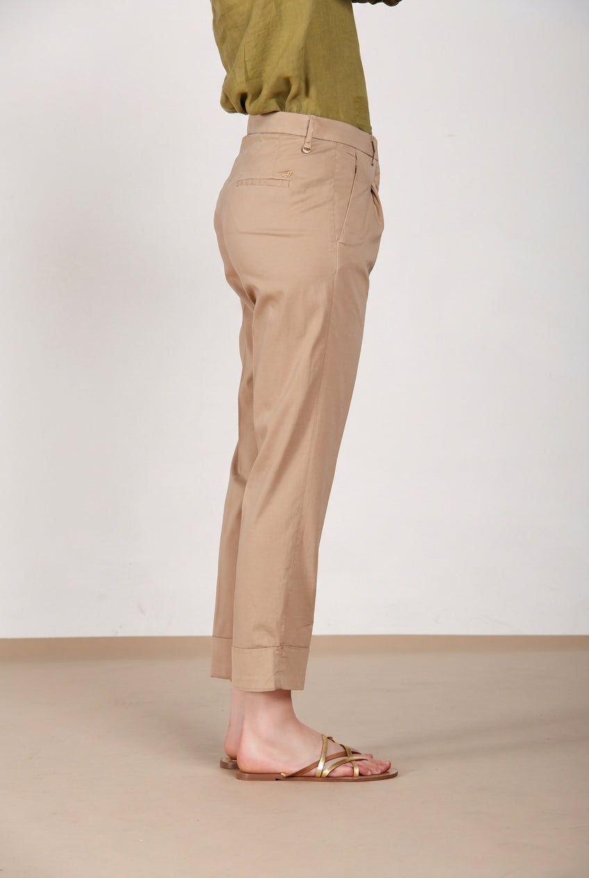 New York Carrot Sartoriale 1 Pince pantalone chino donna in raso di cotone e seta carrot fit ①