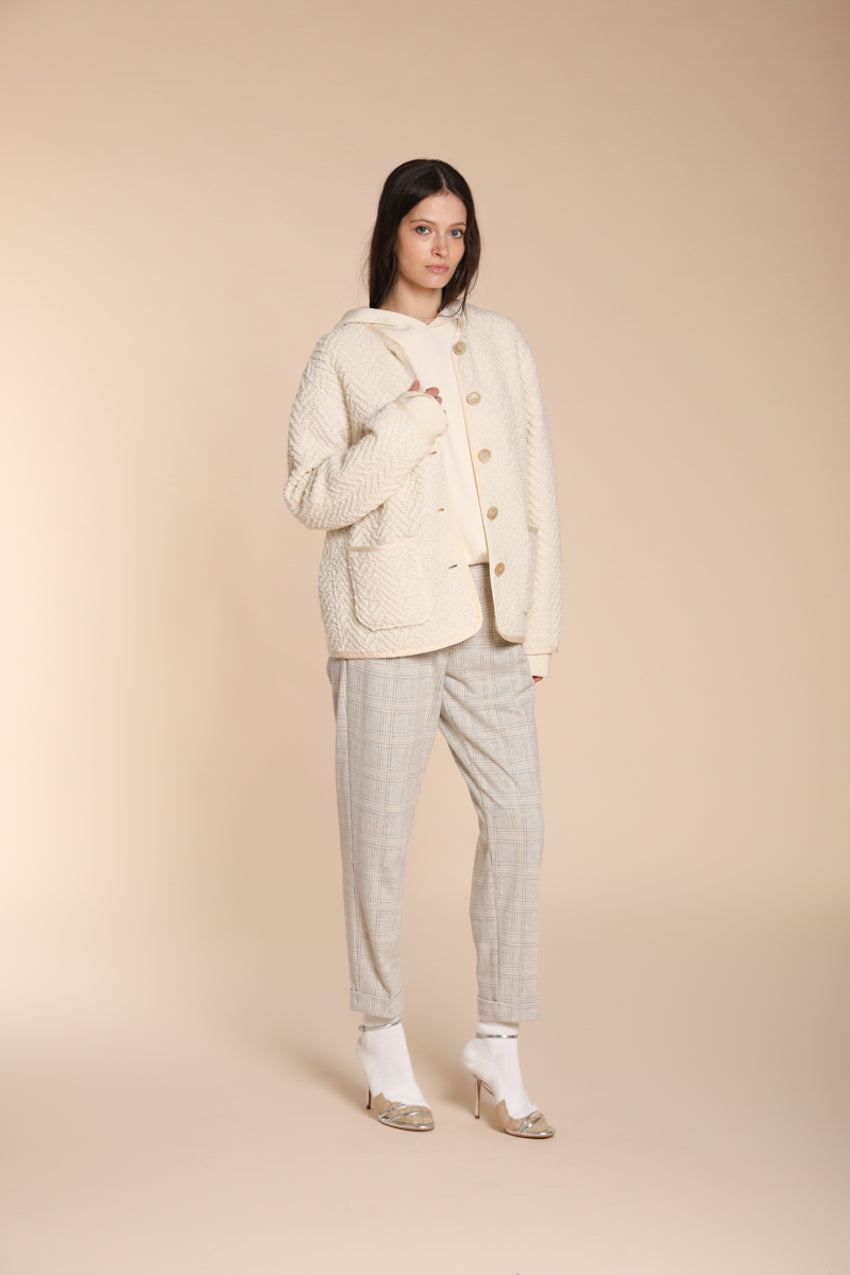 Foto 3 Easy Jogger pantalone chino donna in jersey con fantasia galles relaxed fit