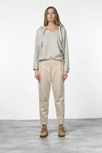 Easy Jogger pantalone chino donna in jersey fantasia micro disegno relaxed fit