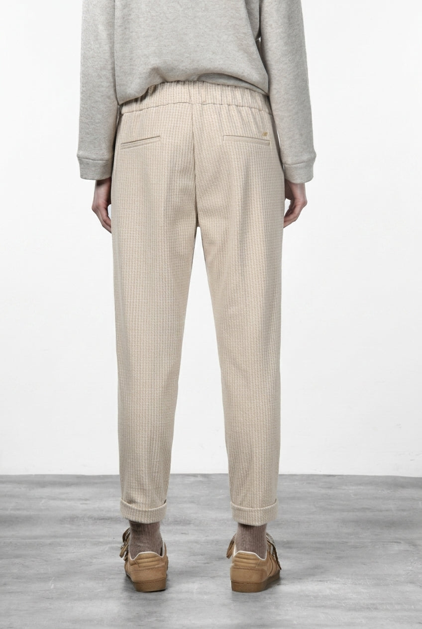 Easy Jogger pantalone chino donna in jersey fantasia micro disegno relaxed fit