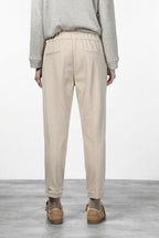 Easy Jogger pantalone chino donna in jersey fantasia micro disegno relaxed fit