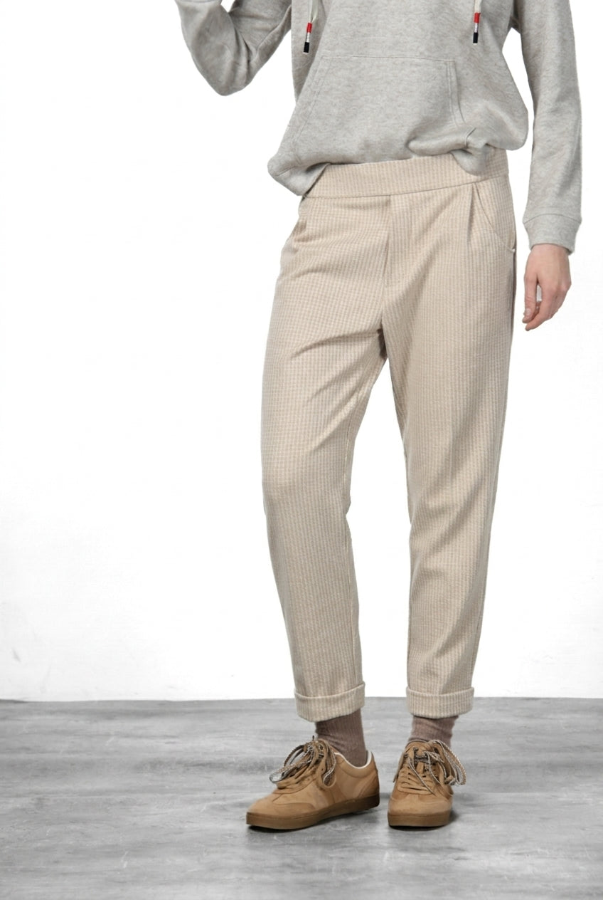 Easy Jogger pantalone chino donna in jersey fantasia micro disegno relaxed fit