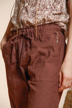 Jogger City pantalone chino donna in tela di lino e cotone leggero relaxed fit