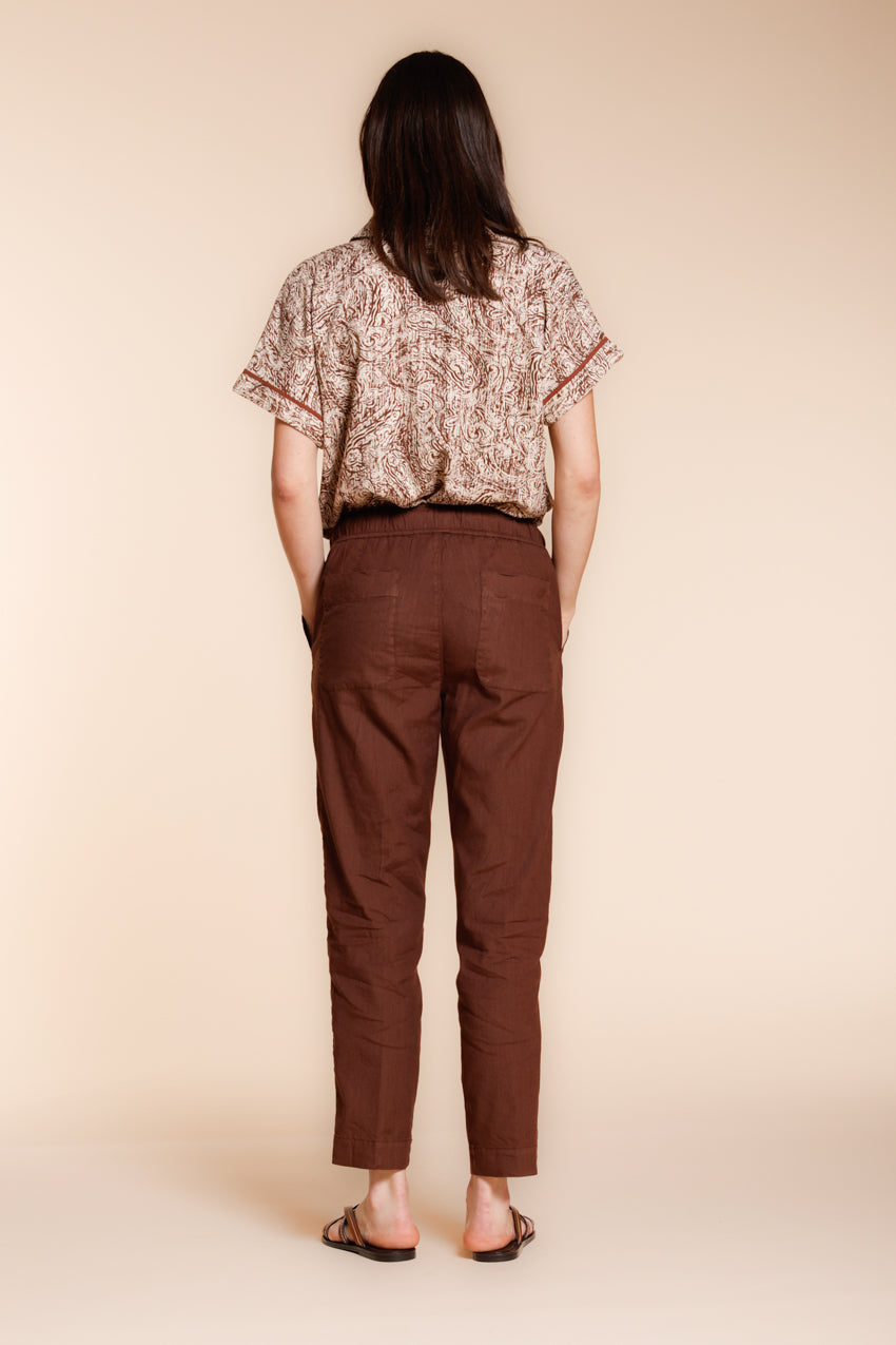 Jogger City pantalon chino femme en toile de lin et coton légère relaxed fit