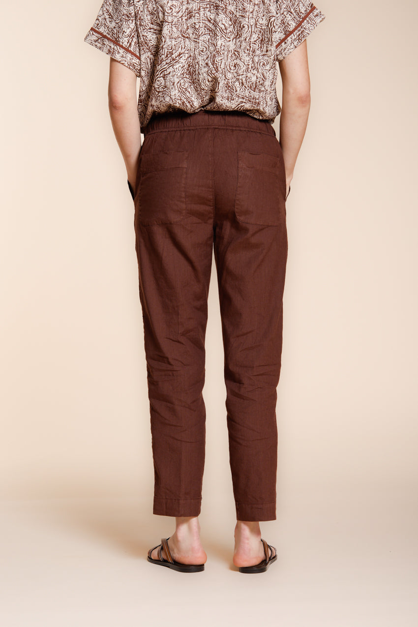Jogger City pantalon chino femme en toile de lin et coton légère relaxed fit