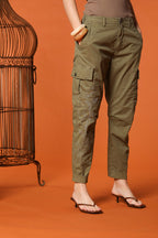 Judy Archivio Damen Cargo Hose aus Stretch-Baumwoll-Twill mit Stickerei Relaxed Fit