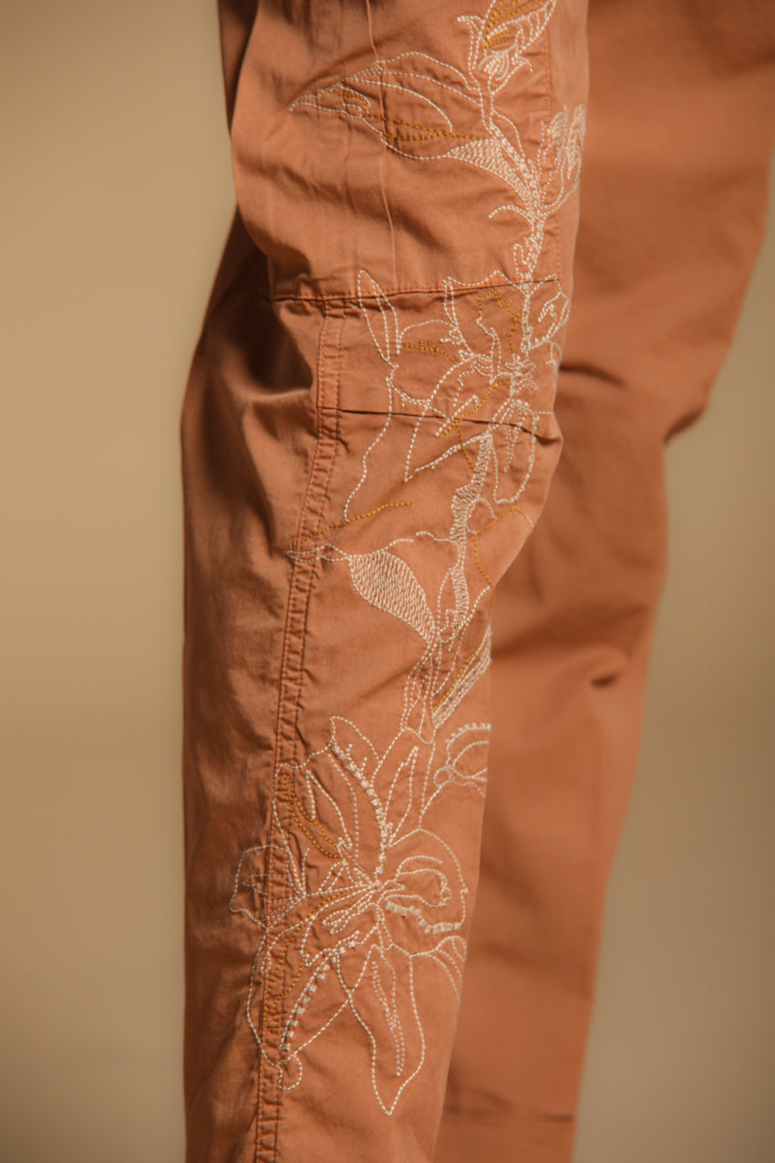 Judy Archivio Damen Cargo Hose aus Stretch-Baumwoll-Twill mit Stickerei Relaxed Fit