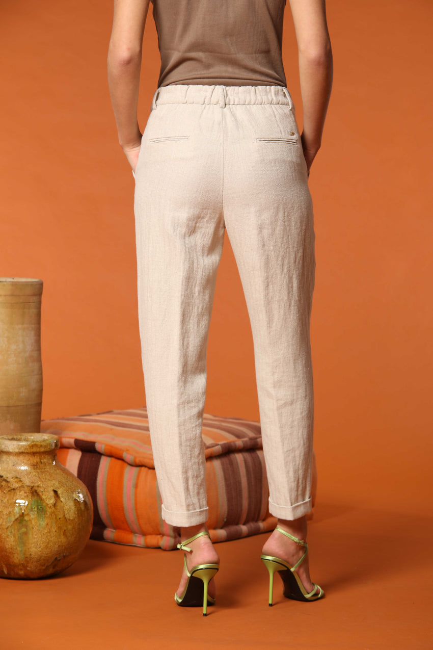 New York Cozy Damen Chino Hose aus Resca Mischgewebe Leinen und Baumwolle Relaxed Fit