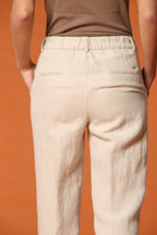 New York Cozy Damen Chino Hose aus Resca Mischgewebe Leinen und Baumwolle Relaxed Fit