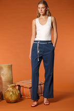 New York Cozy Straight Damen Chino Hose aus Leinen-Baumwoll-Twill Straight Fit