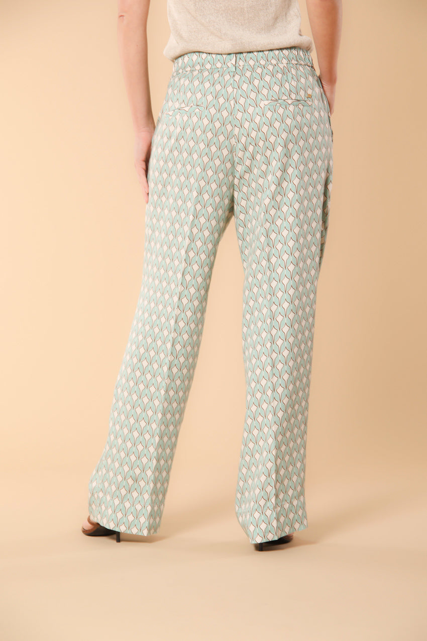 New York Cozy Straight Damen Chino Jogger Hose im Modal mit geometrischem Muster Straight Fit