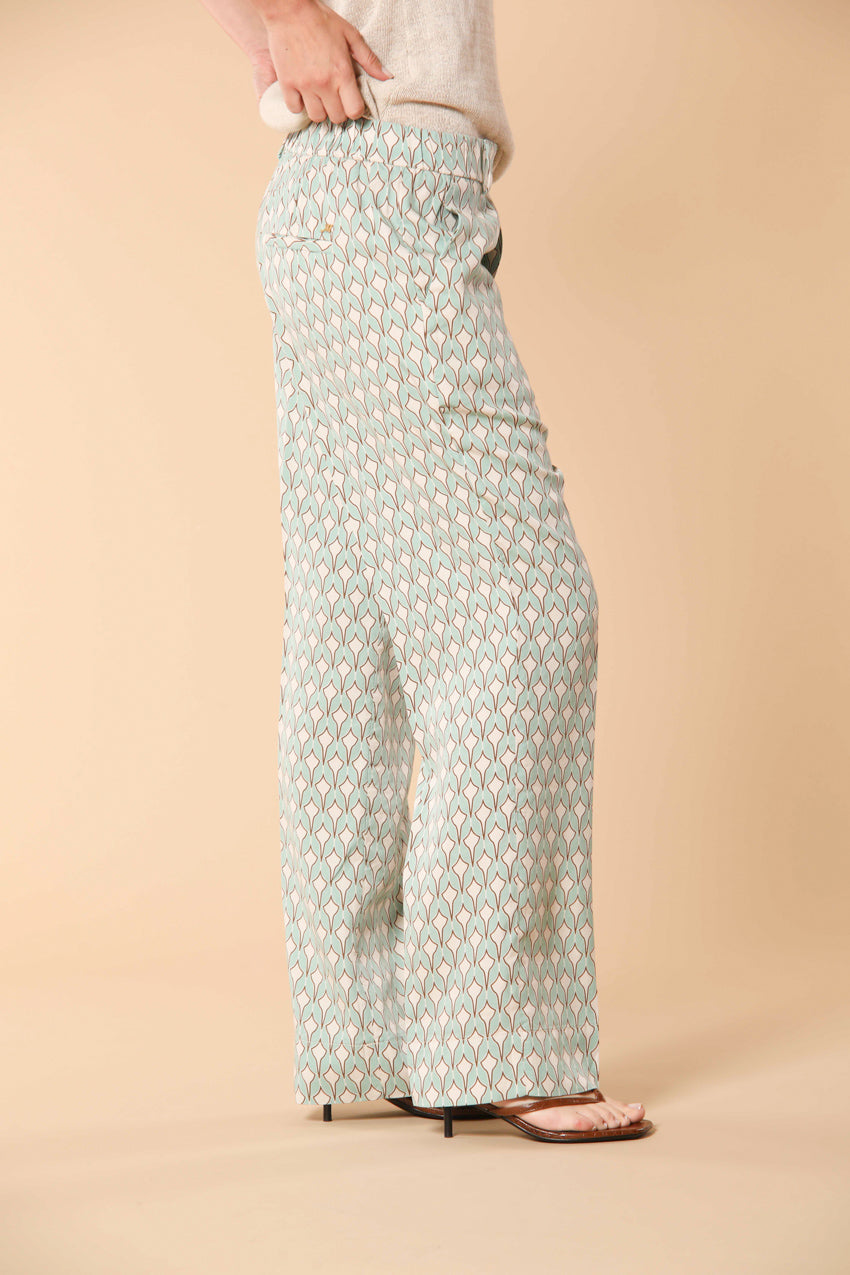 New York Cozy Straight Damen Chino Jogger Hose im Modal mit geometrischem Muster Straight Fit