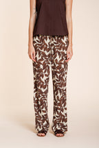 New York Cozy Straight pantalon chino jogger femme en mousseline imprimé ramage relaxed fit