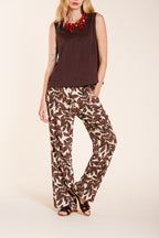 Dettaglio vita pantalone chino jogger donna New York Cozy Straight Mason's latte in mussola stampa ramage SS26