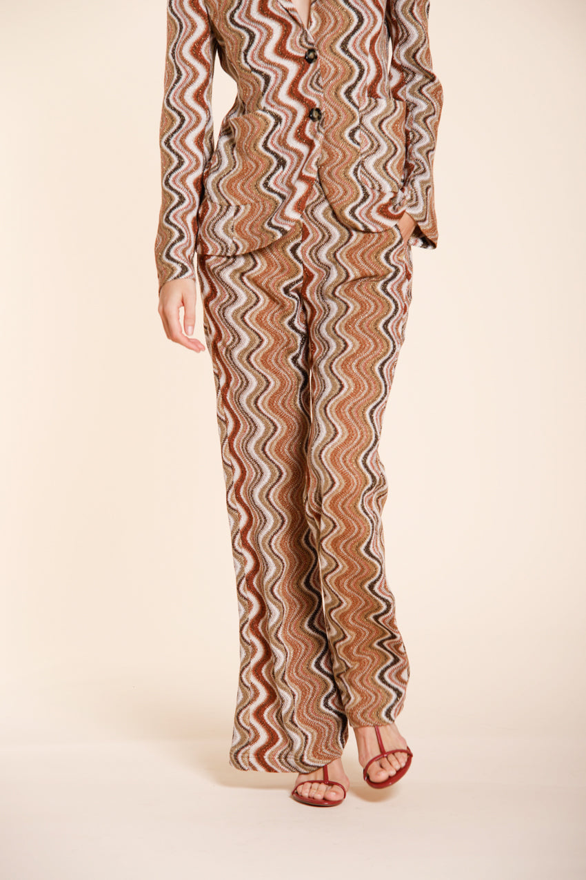 Easy Straight Elax pantalone chino jogger donna in maglia lurex straight fit