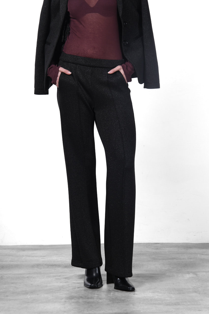 Easy Straight pantalone chino donna in jersey lurex effetto maglia straight fit